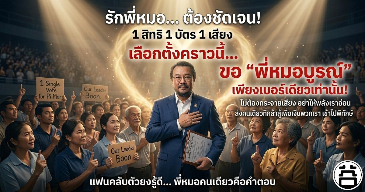 รักพี่หมอ ต้องชัดเจน 1 สิทธิ 1 บัตร 1 เสียง ขอพี่หมอบูรณ์เพียงเบอร์เดียวเท่านั้น