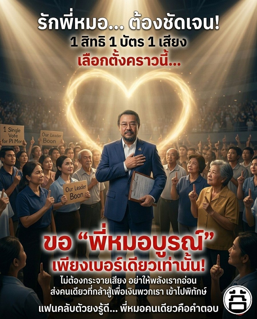 1 สิทธิ 1 บัตร 1 เสียง รักพี่หมอต้องชัดเจน ขอพี่หมอบูรณ์เพียงเบอร์เดียว