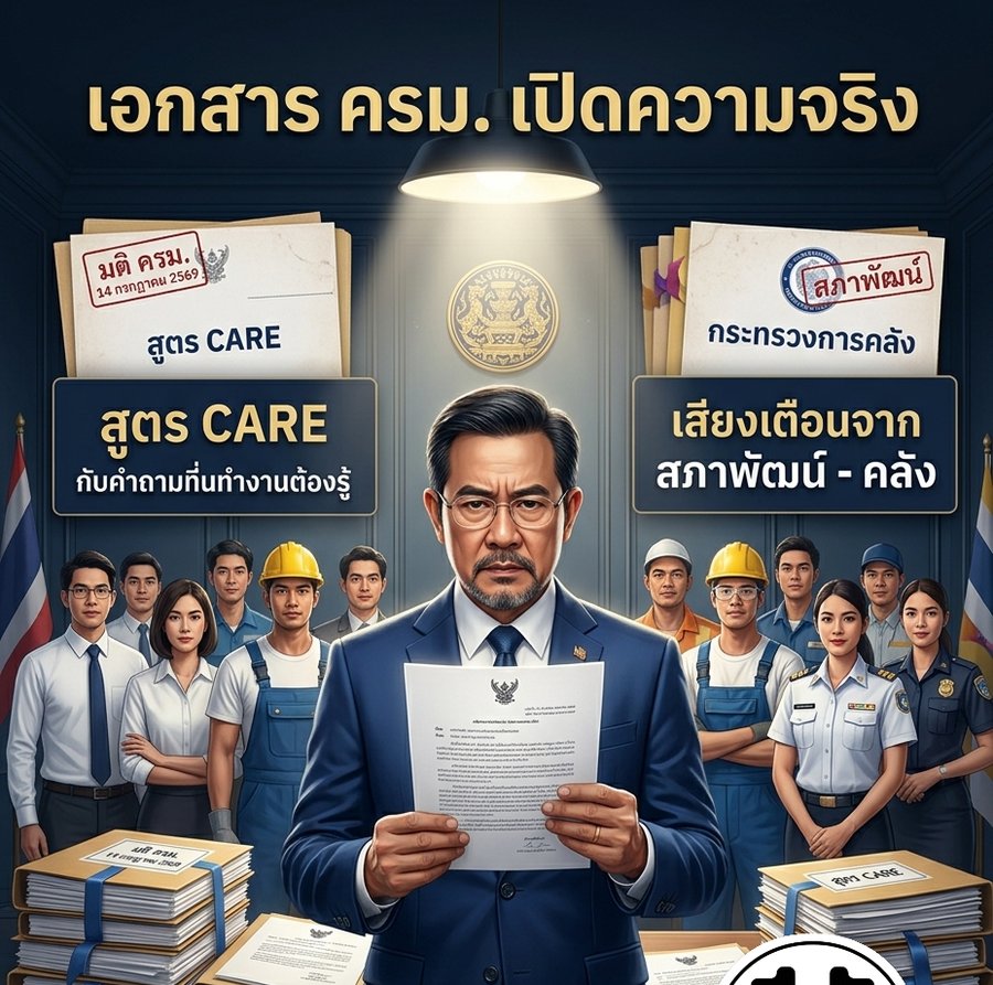 ภาพประกอบเอกสาร ครม. เปิดความจริงสูตร CARE — เสียงเตือนจากสภาพัฒน์และกระทรวงการคลัง
