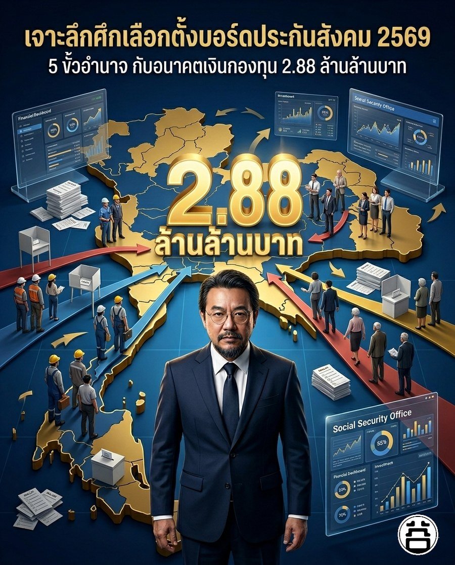 เจาะลึก 5 ขั้วอำนาจ เลือกตั้งบอร์ดประกันสังคม 2569 เงินกองทุน 2.88 ล้านล้านบาท